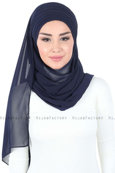 Malin - Hijab Chiffon Pratico Blu Navy
