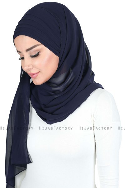 Malin - Hijab Chiffon Pratico Blu Navy