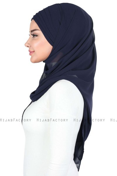 Malin - Hijab Chiffon Pratico Blu Navy