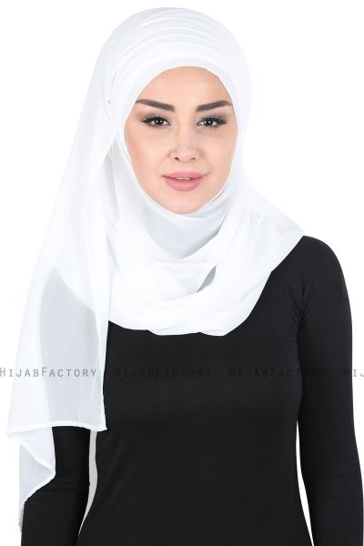 Malin - Hijab Chiffon Pratico Bianco Sporco