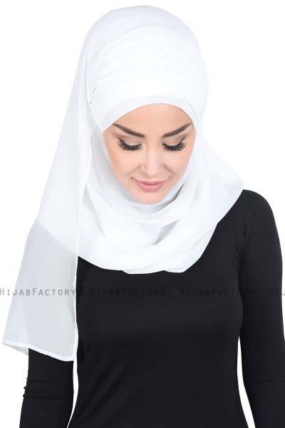 Malin - Hijab Chiffon Pratico Bianco Sporco