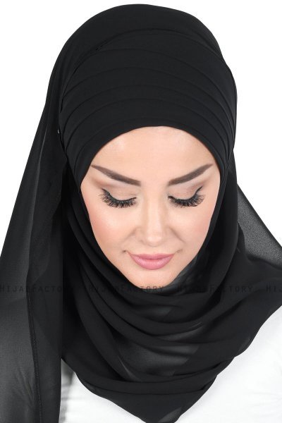 Malin - Hijab Chiffon Pratico Nero