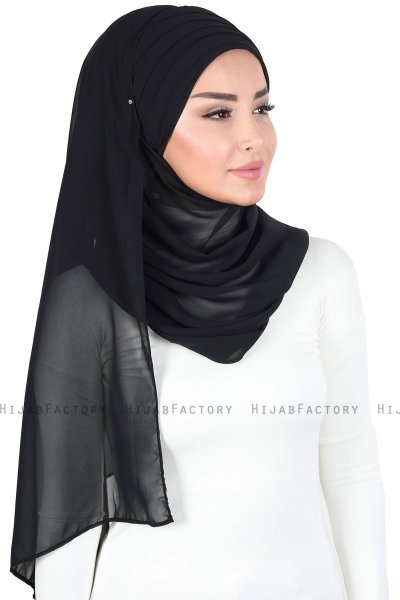 Malin - Hijab Chiffon Pratico Nero