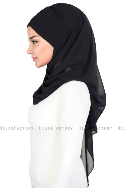 Malin - Hijab Chiffon Pratico Nero