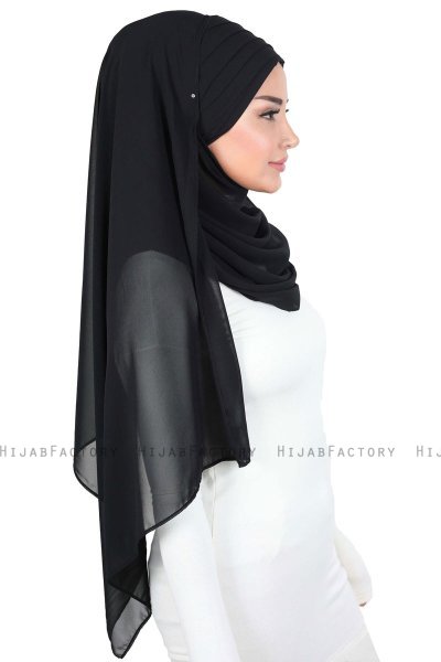 Malin - Hijab Chiffon Pratico Nero