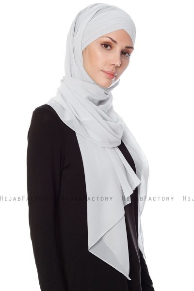Mehtap - Chiffon Hijab Pratico One Piece Grigio Chiaro