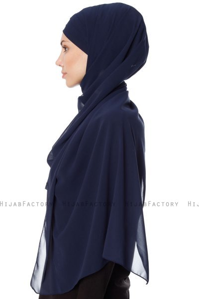 Mehtap - Chiffon Hijab Pratico One Piece Blu Navy