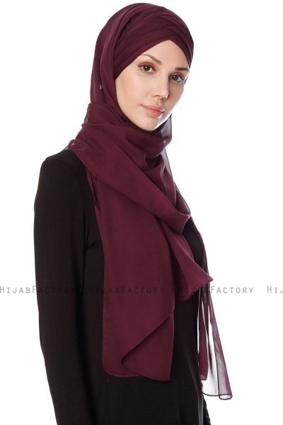 Mehtap - Chiffon Hijab Pratico One Piece Prugna