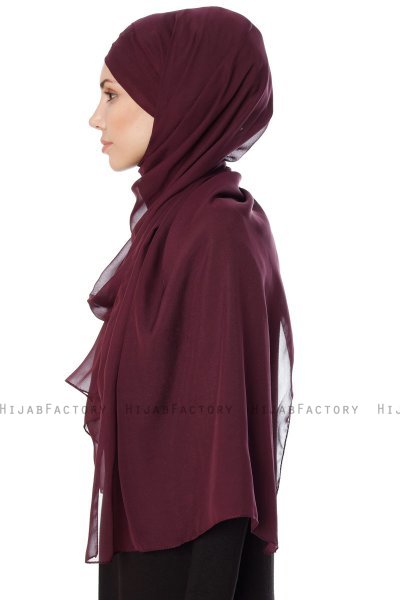 Mehtap - Chiffon Hijab Pratico One Piece Prugna