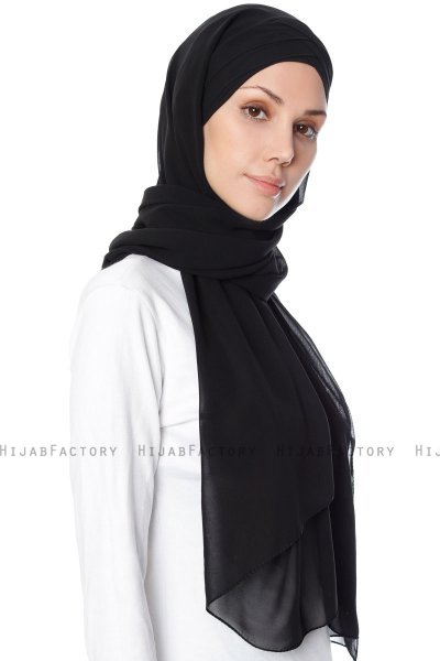 Mehtap- Chiffon Hijab Pratico One Piece Nero
