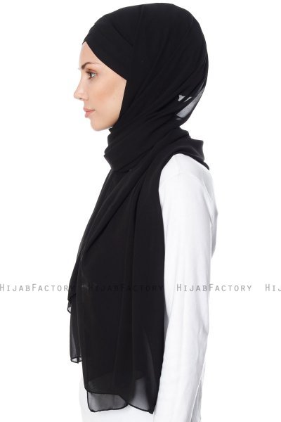 Mehtap- Chiffon Hijab Pratico One Piece Nero