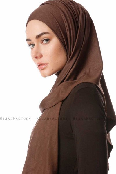 Melek - Hijab Jersey Premium Marrone - Ecardin