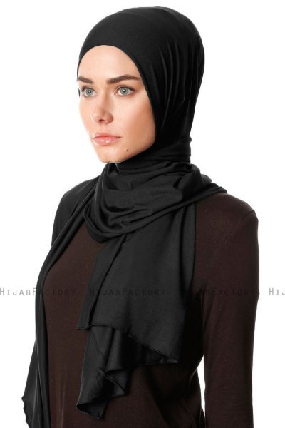 Melek - Hijab Jersey Premium Nero - Ecardin