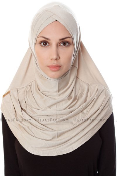 Mia - Hijab Al Amira Taupe Chiaro One-Piece - Ecardin