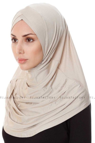 Mia - Hijab Al Amira Taupe Chiaro One-Piece - Ecardin