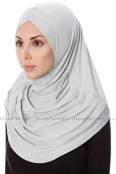 Mia - Hijab Al Amira Grigio Chiaro One-Piece - Ecardin