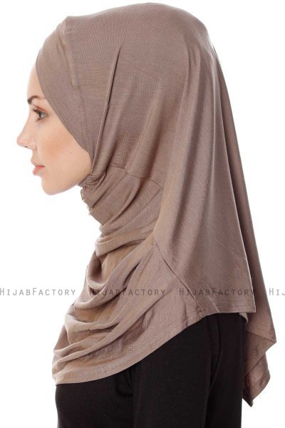 Mia - Hijab Al Amira Taupe Scuro One-Piece - Ecardin