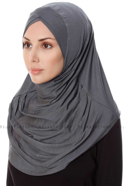 Mia - Hijab Al Amira Grigio Scuro One-Piece - Ecardin