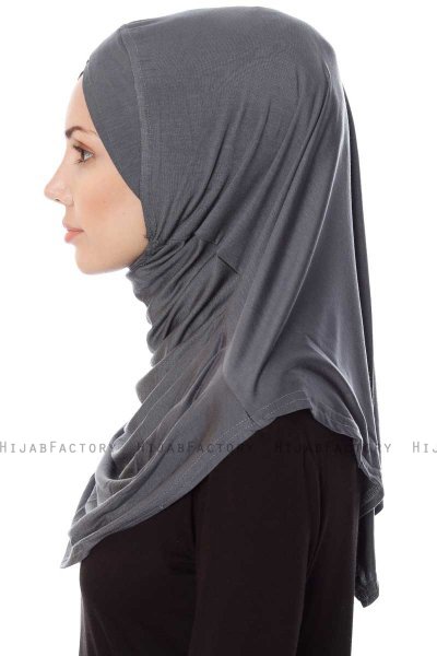 Mia - Hijab Al Amira Grigio Scuro One-Piece - Ecardin