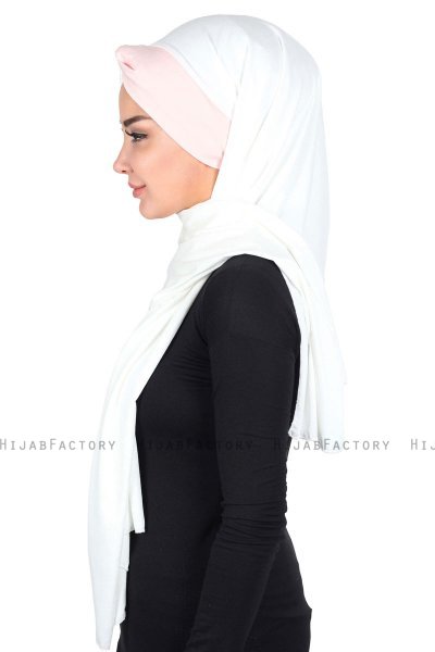 Mikaela - Hijab Cotone Pratico Creme & Rosa Antico