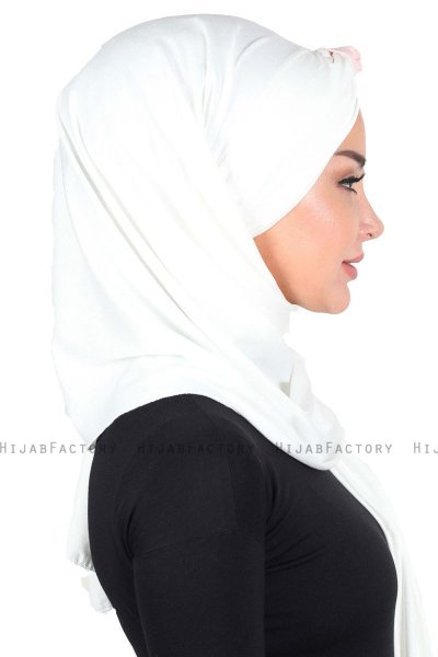 Mikaela - Hijab Cotone Pratico Creme & Rosa Antico