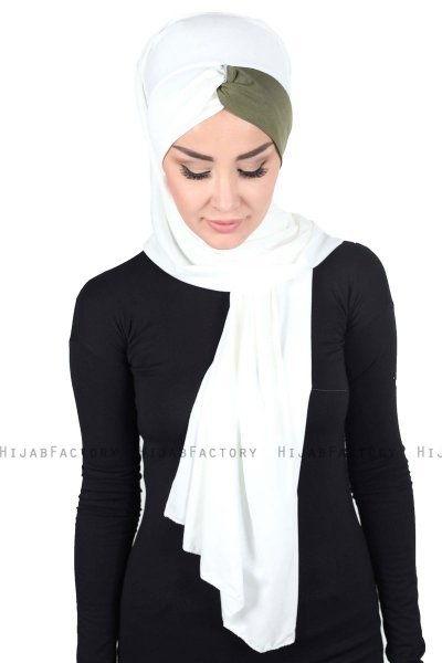 Mikaela - Hijab Cotone Pratico Creme & Cachi