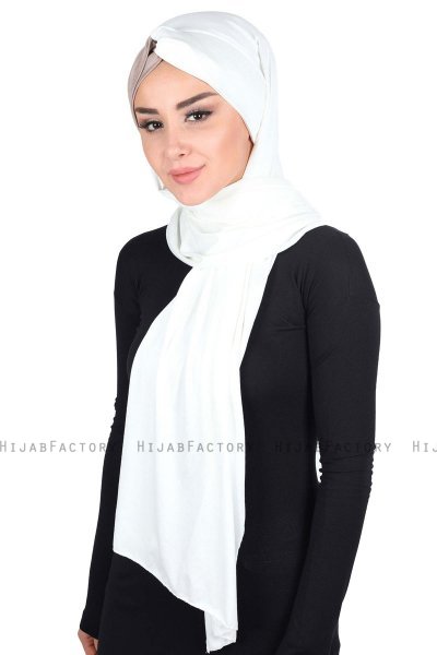 Mikaela - Hijab Cotone Pratico Creme & Taupe