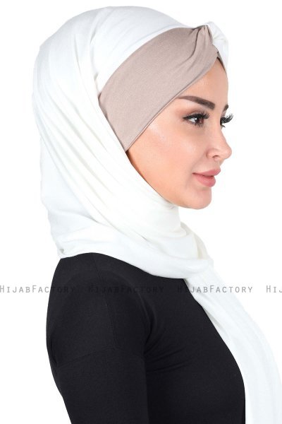 Mikaela - Hijab Cotone Pratico Creme & Taupe