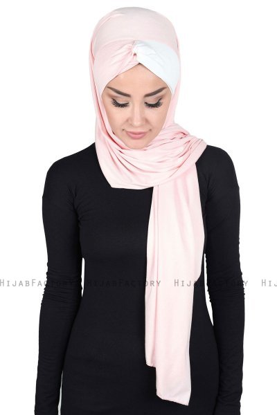 Mikaela - Hijab Cotone Pratico Rosa Antico & Creme