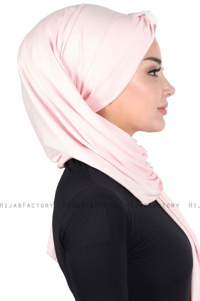 Mikaela - Hijab Cotone Pratico Rosa Antico & Creme