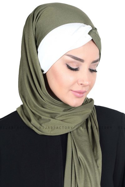 Mikaela - Hijab Cotone Pratico Cachi & Creme