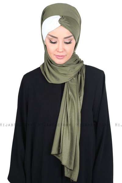 Mikaela - Hijab Cotone Pratico Cachi & Creme