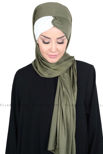 Mikaela - Hijab Cotone Pratico Cachi & Creme