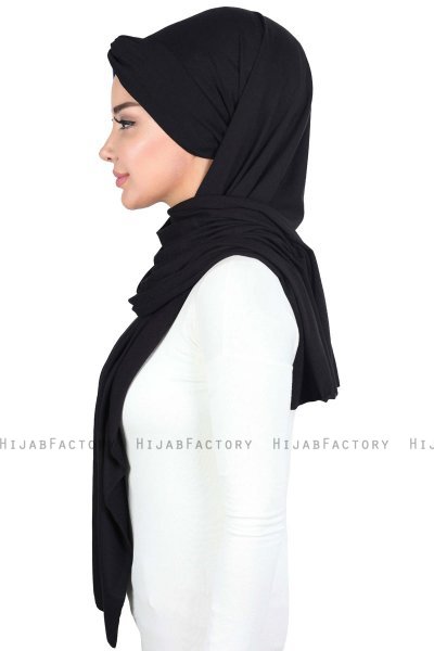 Mikaela - Hijab Cotone Pratico Nero & Blu
