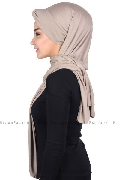 Mikaela - Hijab Cotone Pratico Taupe & Rosa Antico