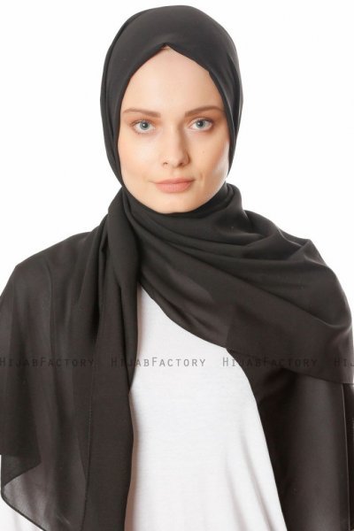 Milana Svart Chiffon Hijab Sjal Sehr-i Sal 400126-1
