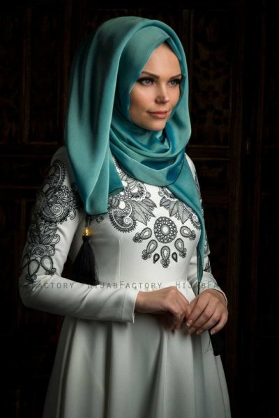 MW Antikblå Chiffon Hijab Sjal Muslima Wear 310212b