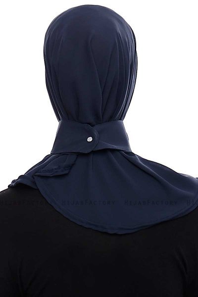 Narin - Hijab Crepe Pratico One Piece Blu Navy
