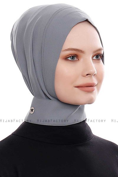 Narin - Hijab Crepe Pratico One Piece Grigio Scuro