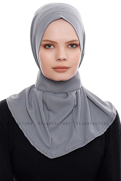 Narin - Hijab Crepe Pratico One Piece Grigio Scuro