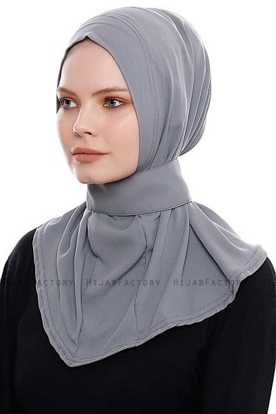 Narin - Hijab Crepe Pratico One Piece Grigio Scuro