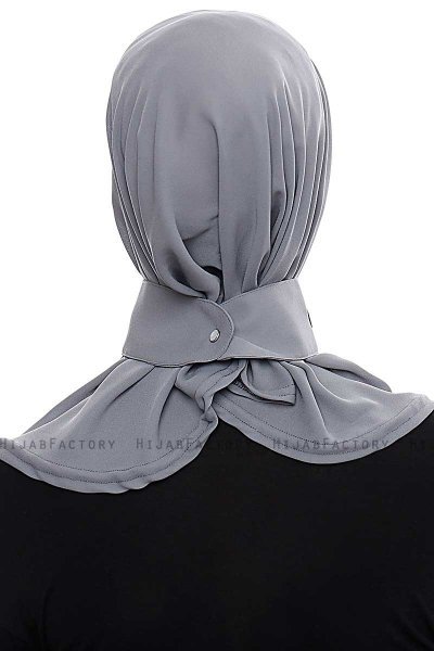 Narin - Hijab Crepe Pratico One Piece Grigio Scuro