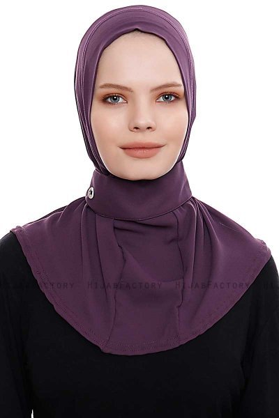 Narin - Hijab Crepe Pratico One Piece Viola Scuro