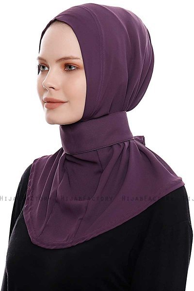 Narin - Hijab Crepe Pratico One Piece Viola Scuro