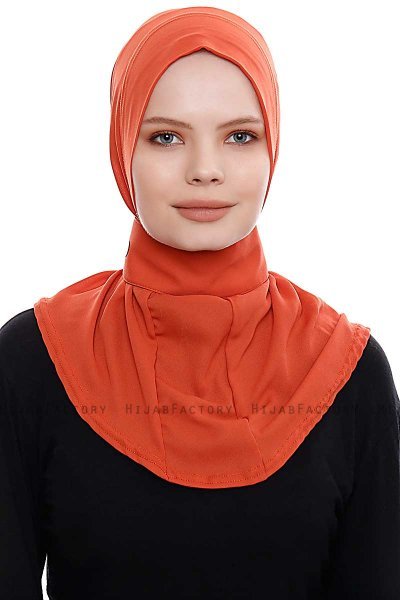 Narin - Hijab Crepe Pratico One Piece Rosso Mattone