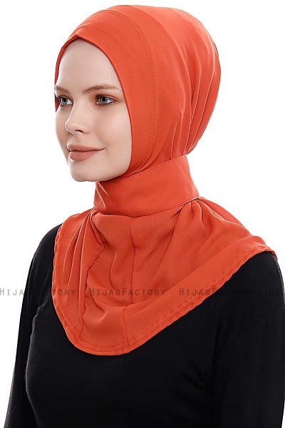 Narin - Hijab Crepe Pratico One Piece Rosso Mattone