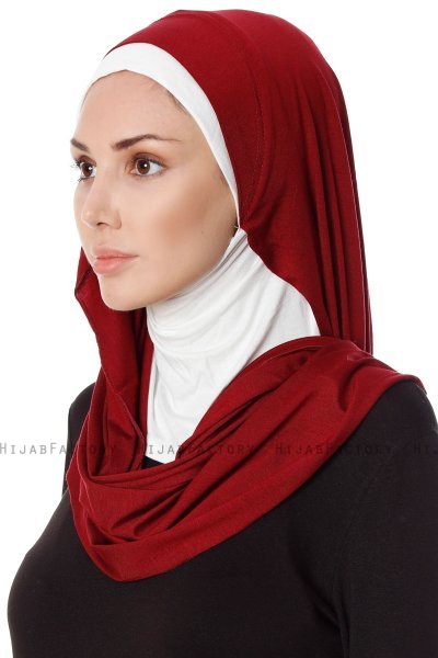Naz - Hijab Pratico One Piece Bordò & Creme - Ecardin