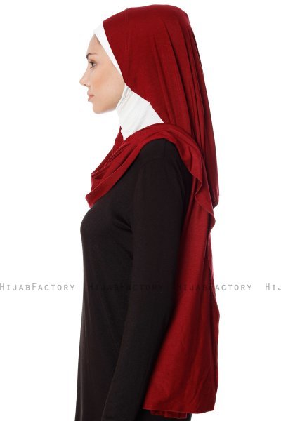 Naz - Hijab Pratico One Piece Bordò & Creme - Ecardin