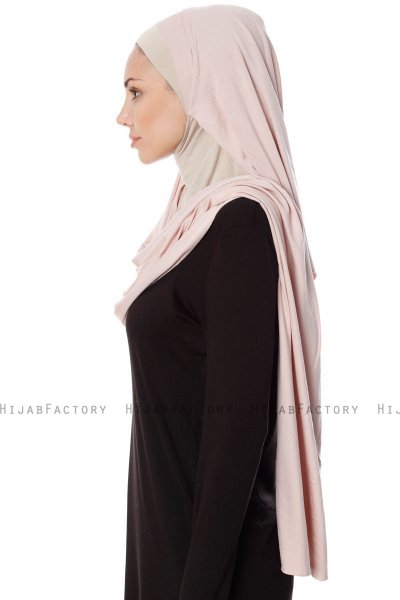 Naz - Hijab Pratico One Piece Rosa Antico & Taupe Chiaro - Ecardin