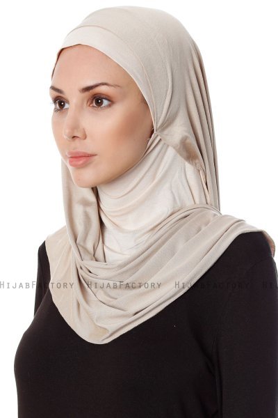 Naz - Hijab Pratico One Piece Taupe Chiaro & Beige Chiaro - Ecardin